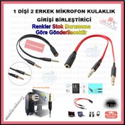 Resim 3.5 Mm Aux Kulaklık Mikrofon Dönüştürücü Birleştirici Kablo 