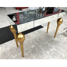 Resim Dresuar Tombul Ayak Model Kayın Torna Mdf Tabla Parlak Gold Boya (382759977) Beyaz - Ceviz 