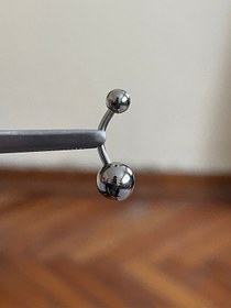 Resim Gümüş Renk Ultraliğht 10 Mm Düz Titanyum Göbek Piercingi Siyah - Yeşil 
