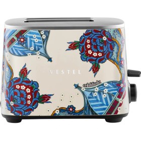 Resim Retro Bej Çini Ekmek Kızartma Makinesi, Şık ve Kullanışlı Ev Gereçleri 