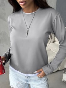 Resim Your İmage Kadın Oversize Uzun Kollu Üst 431707863 Gri 