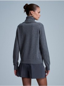 Resim Dilvin 10848 %100 Kaşmir Balıkçı Yaka Kazak-füme M. Füme M. 