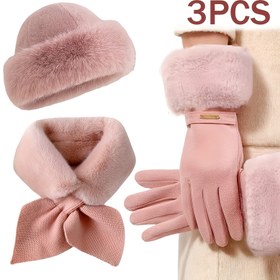 Resim 3 adet Kadın Kış Sıcak Aksesuar Seti - Kalın Polar Astarlı Polyester, Eldiven, Atkı ve Şapka Dahil, Soğuk Hava ve Dış Mekan Aktiviteleri İçin Mükemmel, İdeal Noel veya Sevgililer Günü Hediyesi 