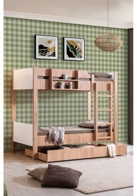 Resim Yavrulu Ranza, Asya Yavrulu Ayrılabilir Ranza , Ceviz - Beyaz 90 X 190 CM 