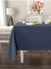 Resim Karanlık Mavi Masa Örtüsü Kadife Dokulu Leke Tutmaz Karanlık Mavi 