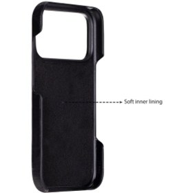 Resim Bloomcase Ultimate Jacket Obsidian Black Apple Uyumlu iPhone 17 Pro Hakiki Deri Kılıf Siyah 