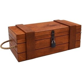 Resim Ahşap Dekoratif Kilitli Büyük Kutu 34cm X 16cm Yükseklik 12cm Asma Kil 