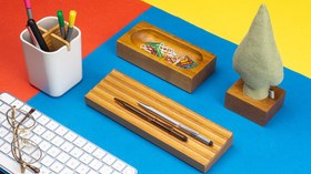 Resim Kayigo Woody Koyu Ahşap Üçlü Ofis Seti - Yeşil Selvi 