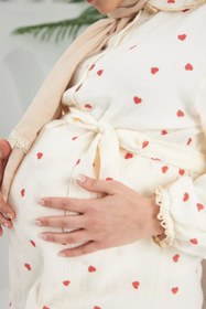 Resim Lolly Babies Bebe Yaka Pijama Takımı | Kırmızı Kalp | Hamilelik İçin - M 