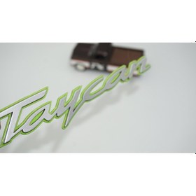 Resim Dk Tuning Porsche Taycan Yeşil Gri Abs Yazı Logo Arma Bagaj Arma 