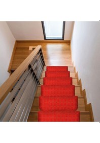 Resim Kare Benekli Bukle Halıdan Alınlıklı Basamak Ve Merdiven Paspası 16'lı - Bordo Null 