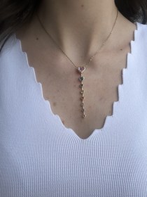 Resim Renkli Kalp Y Kolye 