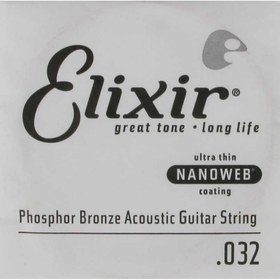 Resim Elixir 14132 Nanoweb Phosphor Bronze Tek Akustik Gitar Teli (32) 