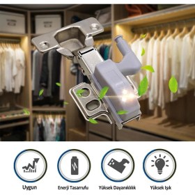 Resim Epazzar 6 Adet Banyo Mutfak Dolap Içi Menteşe Lambası LED Aydınlatıcı 