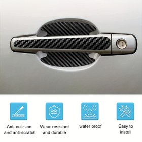 Resim 8 Adet Akrilik Karbon Fiber Kapı Kolu Çıkartmaları Arabalar İçin - Su Geçirmez, Aşınmaya Dayanıklı, Kolay Kurulum, Çarpışma Koruyucu Yapışkan Kapaklar 