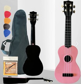 Resim Hawiian XU21-1-PK Soprano Ukulele (Pembe) | Canlı Pembe Cila Yumuşak Naylon Teller Çocuklar ve Başlangıç İçin İdeal 