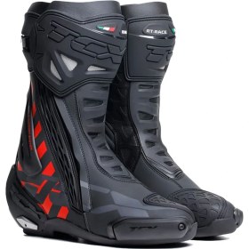 Resim Tcx Rt-Race Siyah-Kırmızı Motosiklet Bot Dayanıklı Deri, CE Koruma, Su Geçirmez ve Konforlu Tasarım 