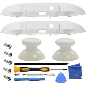 Resim iParto 2 Paket Beyaz Yedek RB LB Düğme Tamponlar Thumbsticks Xbox Series X & S Controller (Model 1914) Omuz Tetik Düğmeleri Üst Orta Braket Joystick Araçları ile 