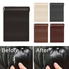 Resim Kendin Yap Suni Deri Tamir Kiti - Kendinden Yapışkanlı, Kolay Uygulanabilir 49.99 x 137.01cm Yama Seti Koltuklar, Araba Koltukları, Sandalyeler & Ayakkabılar İçin - Pürüzsüz Yüzeyi Geri Kazandırır - Siyah, Açık Kahverengi, Bej, Koyu Gri Renklerde Mevcut 