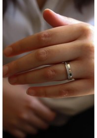 Resim Semiz Altın Beyaz Yarımtur Altın Alyans 