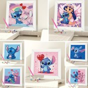 Resim 1 Set 7 Disney Stitch Elmas Boyama Tam Kiti (Aletler Dahil) | El Yapımı DIY Stres Giderici | Sanat Dekorasyonu | Oturma Odası Duvar Sanatı | Tatil Hediyesi 