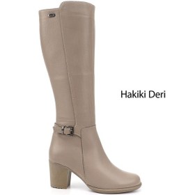 Resim Gönderi(R) Gönderi R Kadın Bej Fermuarlı Kalın Topuklu Hakiki Deri Çizme Gkzc13446501 Bej 