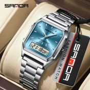 Resim SANDA Erkek Retro Çelik Kemer Saat - Moda İş Tarzı, Çok Renkli Basit Tasarım, Su Geçirmez 50m, Kronometre ve Alarm Saati, Pil ile Çalışır, Tatil Hediyeleri için İdeal, Şık Aksesuar | Modern İş Saati | Alaşım Kılıf Saat 