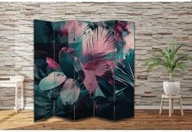 Resim Soyut Yapraklar Temalı Özel Tasarım Paravan Room Divider Oda Bölücü PRVN-1332-1, 220 x 180 