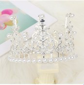 Resim 1 Adet İnci Taç Kek atif Küçük Tiaras Kristal İnci Prenses Caketoppers A 