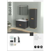 Resim Evros Babil Banyo Dolabı 80 cm Siyah Boy Dolabı Dahil 