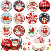 Resim 12 Parça Elmas Boyama Bardak Altlığı Seti ve Standı, DIY Noel Serisi Sanat Kiti – Yetişkinler, Başlangıç Seviyesi İçin Mükemmel Hediye, Baba, Anne, Büyükanne, Büyükbaba, Kardeşler veya Kız Kardeşler İçin İdeal 