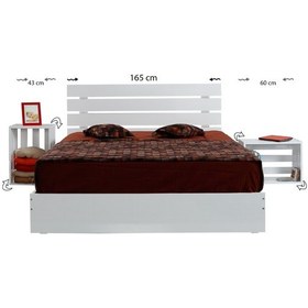 Resim Pasifichome Huga Çift Kişilik Beyaz Ahşap Karyola Komodin Takım 160X200 Cm 