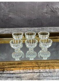 Resim teknotrust Altı Parçalı Renkli Kristal Cam Mini Lokum ve Sunum Kasesi Seti 