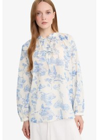 Resim Defacto Relax Fit Çiçek Desenli Vual Uzun Kollu Gömlek Tunik F4558ax25hsbe751 Mavi 