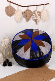 Resim Ottoman Pouffe İskandinav El Yapımı Hakiki Kuzu Derisi Bohem Bahçe Balkon Bungalov Puf Minder 60x30cm(DOLGULU) 
