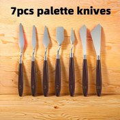 Resim 7 Parça Gouache, Suluboya ve Akrilik Yağlı Boya Karıştırma Palet Bıçak Seti 