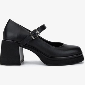 Resim Valmenti Kadın Hakiki Deri Siyah Topuklu Ayakkabı 1120 840 Bn Ayk Sk25-26 Sıyah Derı Siyah 