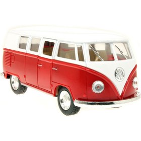 Resim craftivio 1:32 Ölçek Metal Çek Bırak Nostaljik Volkswagen T1 Minibüs Vosvos Oyuncak Araba - Kırmızı (13 cm) 