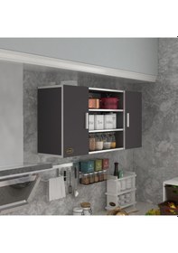 Resim Kenzlife hazır mutfak honnor32 gri 060*120*32 mutfak banyo dolabı kapaklı raflı 