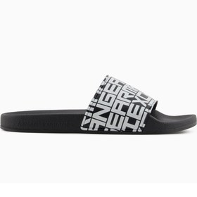 Resim Armani Exchange Erkek Üst Yüzeyi Logo Desenli Rahat Taban Siyah Terlik 