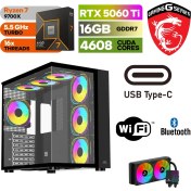 Resim Msı Pc Ddr5 -Rtx 5060Tİ 16GB – Ryzen 7 9700X – 32GB -64GB Ddr5 Ram – 1 Tb M.2 SSD - Sıvı Sogutmalı - Windows 11 Pro Masaüstü Bilgisayar 