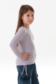 Resim Fulla Moda Fitilli Girl Power Baskılı Yanları Büzgülü Kız Çocuk Bluz 