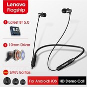 Resim Lenovo He05 Bluetooth 5.0 Kulaklık Spor İçin Terdayanabilir Kablosuz Çalışma Mikrofonlu Gürültü Engelleme Manyetik Kulaklıklar Siyah 