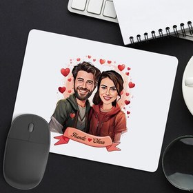 Resim Çiftlere Özel Büyük Aşkımız Karikatürlü Mousepad 
