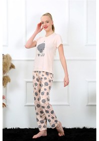 Resim Akbeniz Kadın Kısa Kol Pijama Takım 20410 - M Pudra 