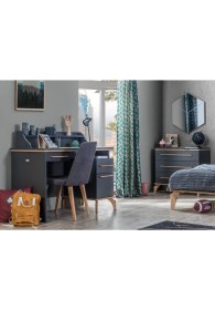 Resim Bubu Home Loft Kapaklı Genç Odası Takımı ( 3 Kapaklı dolap + Komodin + Çalışma masası + Aynalı çamaşırlık + Karyola ) 