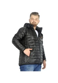 Resim Mode Xl Büyük Beden Mont Kapitone Kapüşonlu 22602 Siyah 001 