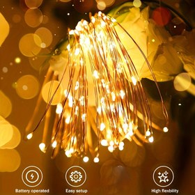Resim 1 set, LED Peri Işıkları Pil Kutusu Bakır Tel Dizisi 2/5/10m Tatil Dış Mekan Lambası Çelenk Noel Ağacı Düğün Parti Süslemesi 