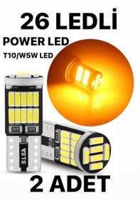 Resim T10 Led 26 Ledli W5w Metal Ultra Power Turuncu Park Plaka Tavan Ampulü 1 Takım 
