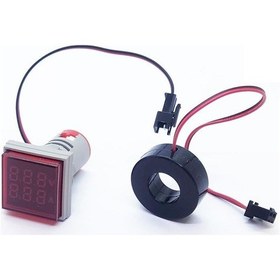 Resim 22mm Dijital Voltmetre-ampermetre Ac 50-500v 0-100a Kırmızı Kare-4835 